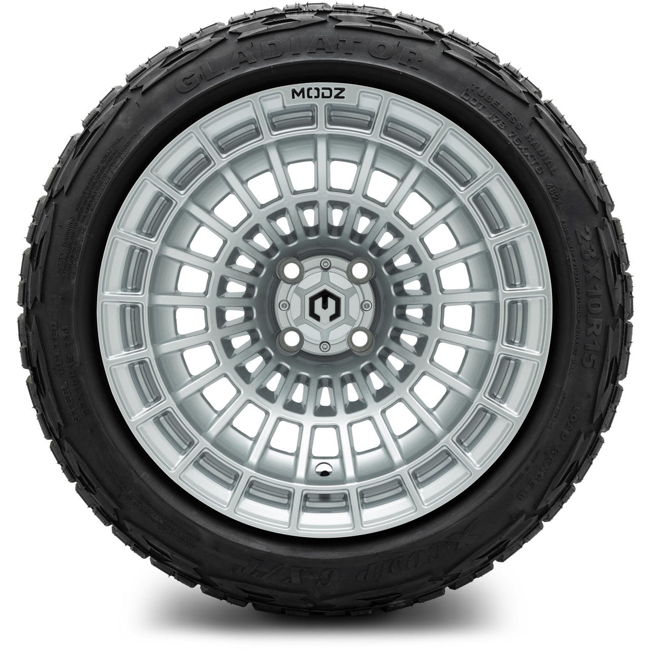 MODZ® 15x10" Felon Silver - Lifted Tires and Wheels Combo