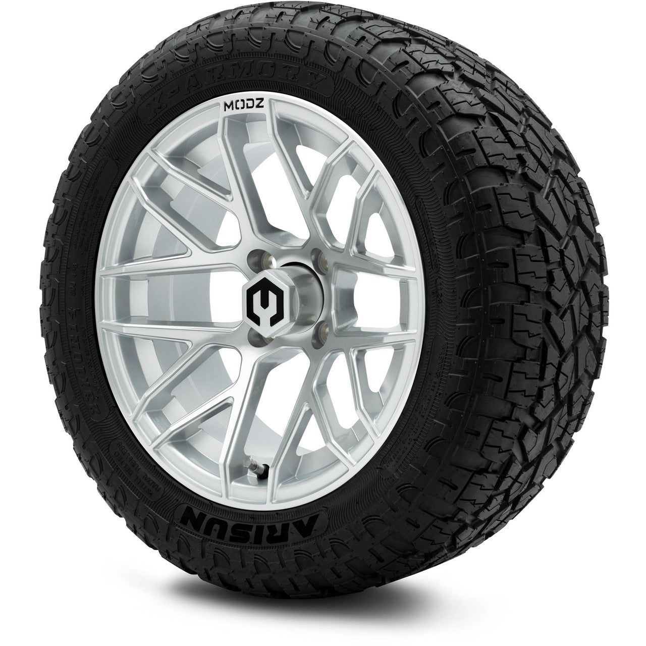 MODZ® 14" Matrix Silver - Lifted Tires and Wheels Combo