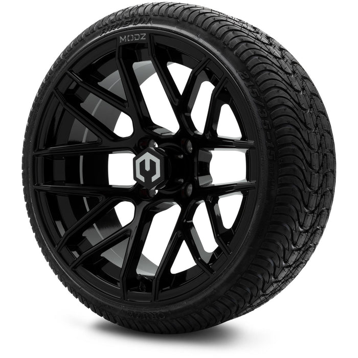 MODZ® 15" Matrix Glossy Black - Low Profile Tires and Wheels Combo