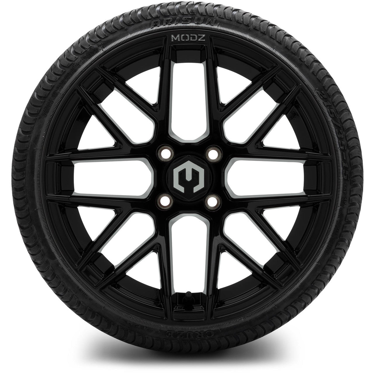 MODZ® 15" Matrix Glossy Black - Low Profile Tires and Wheels Combo