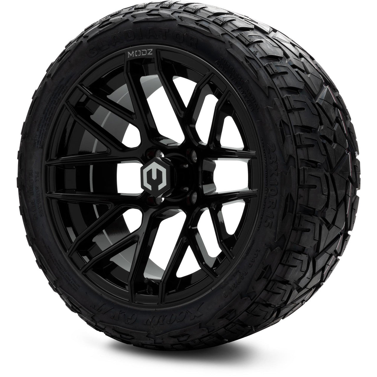 MODZ® 15" Matrix Glossy Black - Lifted Tires and Wheels Combo