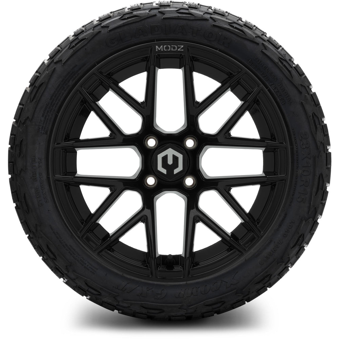 MODZ® 15" Matrix Glossy Black - Lifted Tires and Wheels Combo