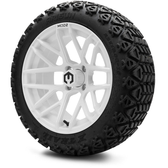 MODZ® 15" Matrix Glossy White - Lifted Tires and Wheels Combo