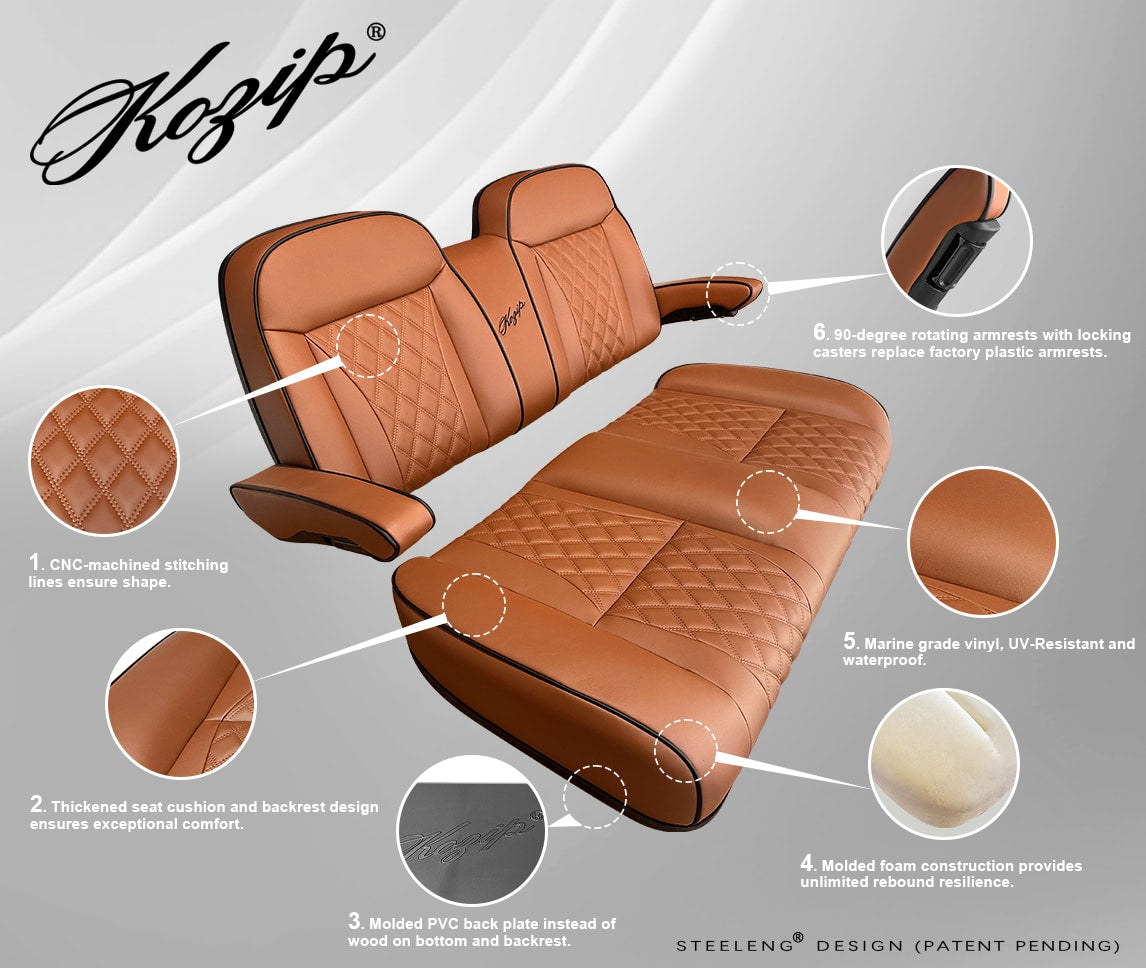 Kozip Aeris Front Seat Cushion Set – Brown/Black – EZGO RXV / TXT