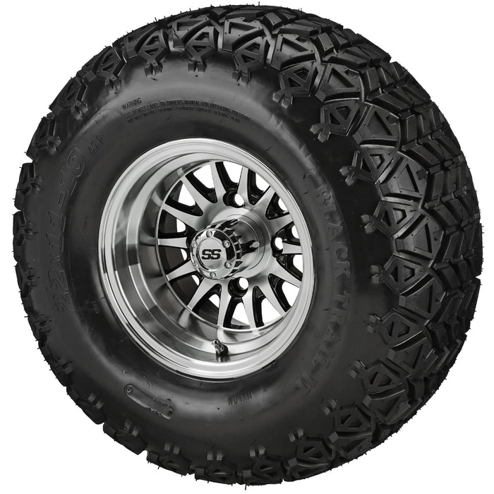 LSI 10' 14-Spoke Black & Machined Wheel and Lifted Tire Combo