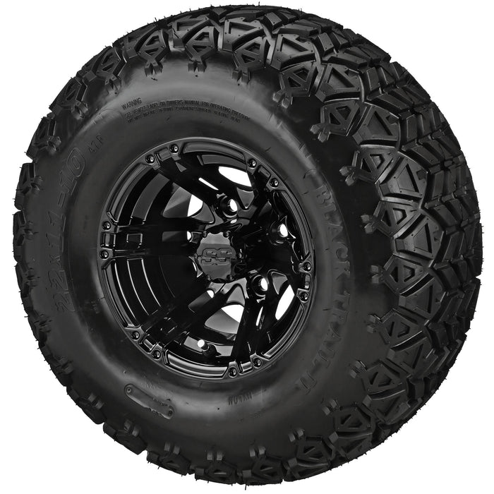 LSI 10' Yukon Gloss Black Wheel and Lifted Tire Combo