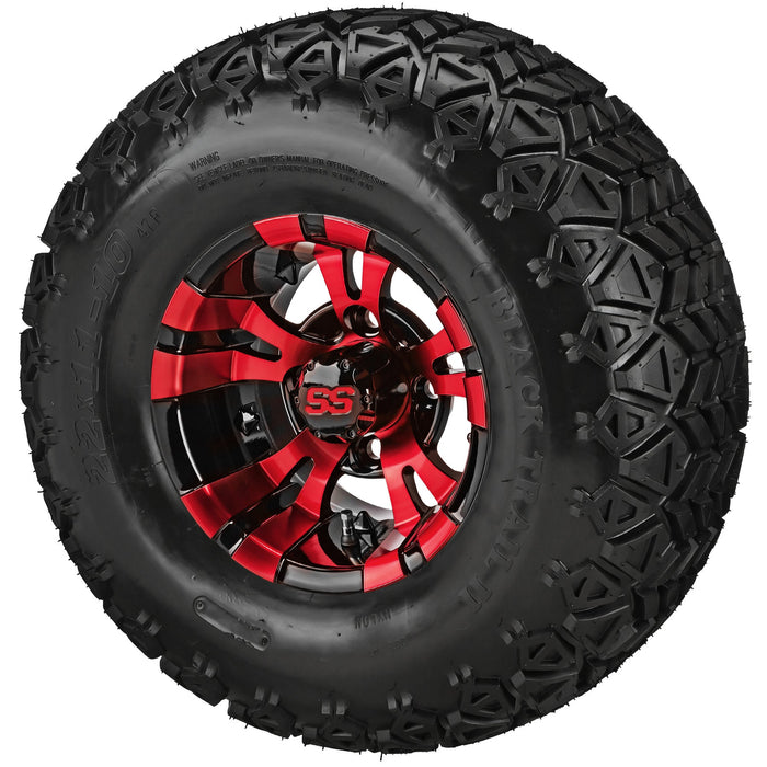LSI 10' Warlock Black & Red Wheel and Lifted Tire Combo