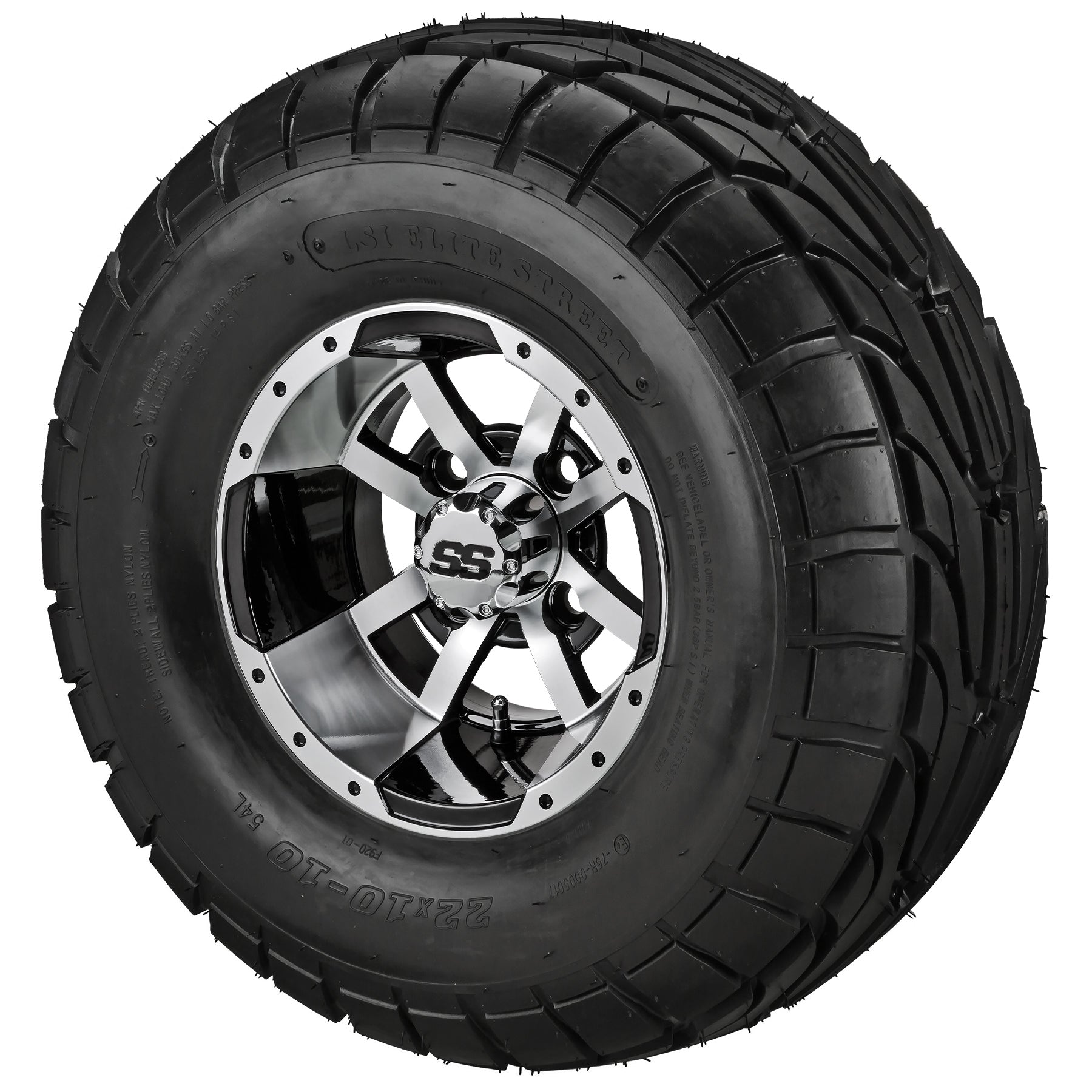 LSI 10' Maltese Cross Black & Machined Wheel and Lifted Tire Combo