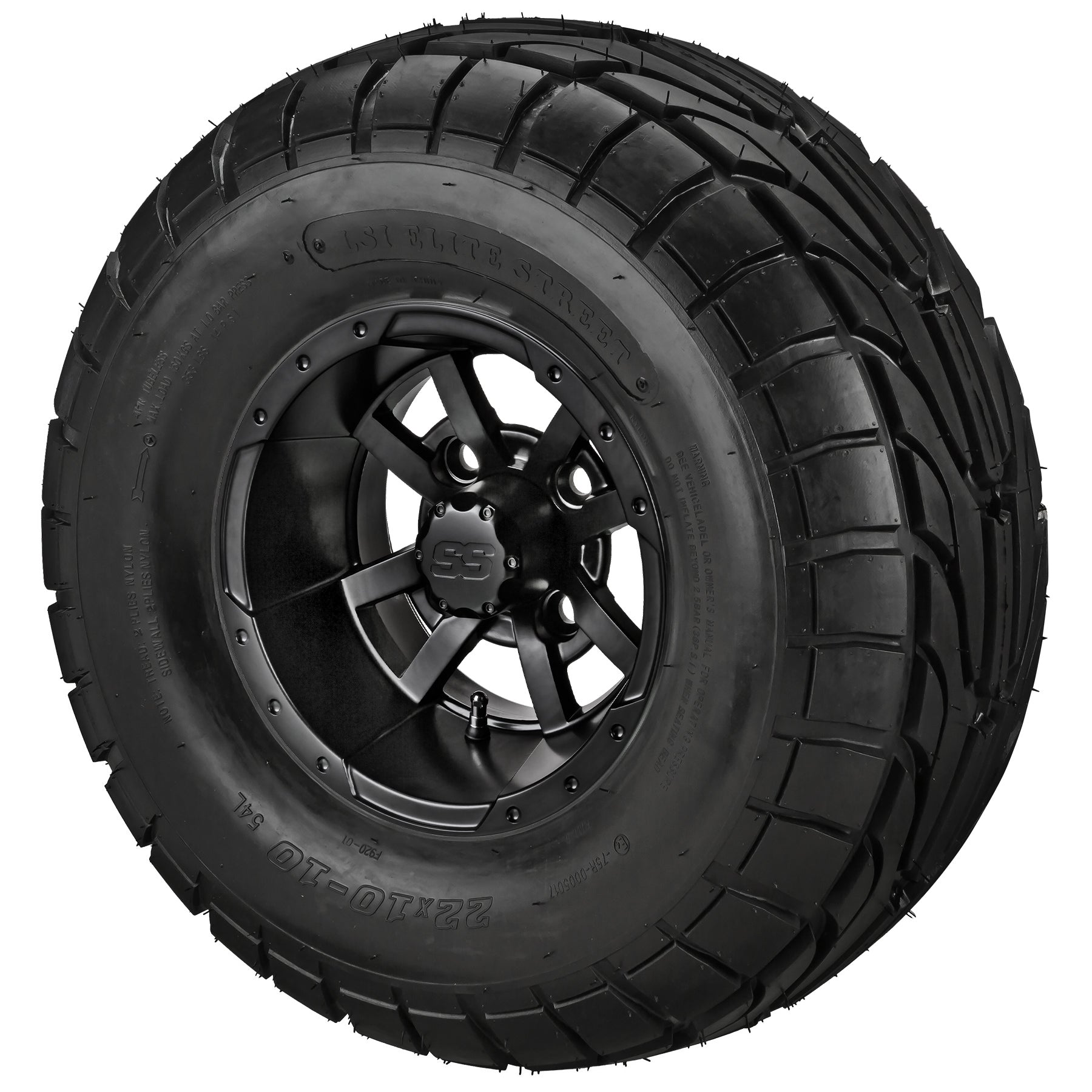 LSI 10' Maltese Cross Matte Black Wheel and Lifted Tire Combo