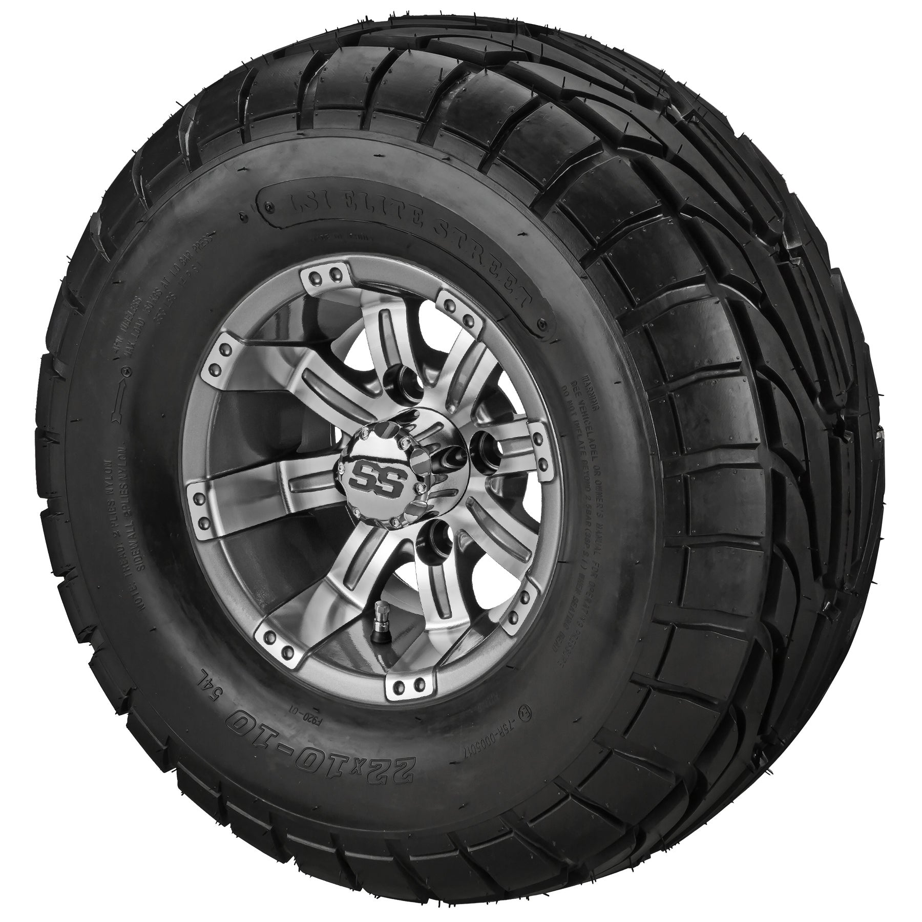 LSI 10' Casino Gun Metal Gray & Machined Wheel and Lifted Tire Combo