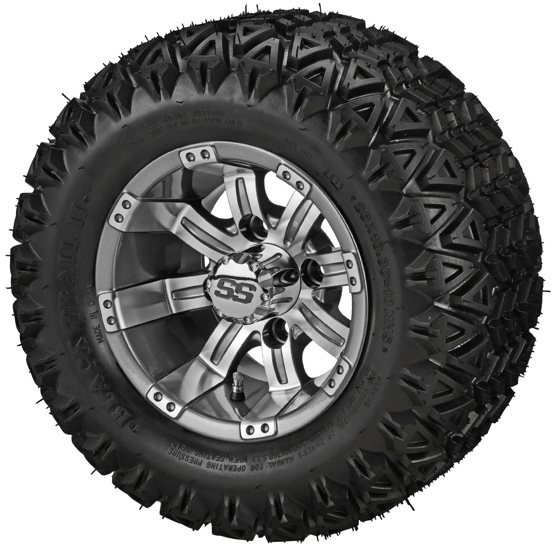LSI 10' Casino Gun Metal Gray & Machined Wheel and Lifted Tire Combo