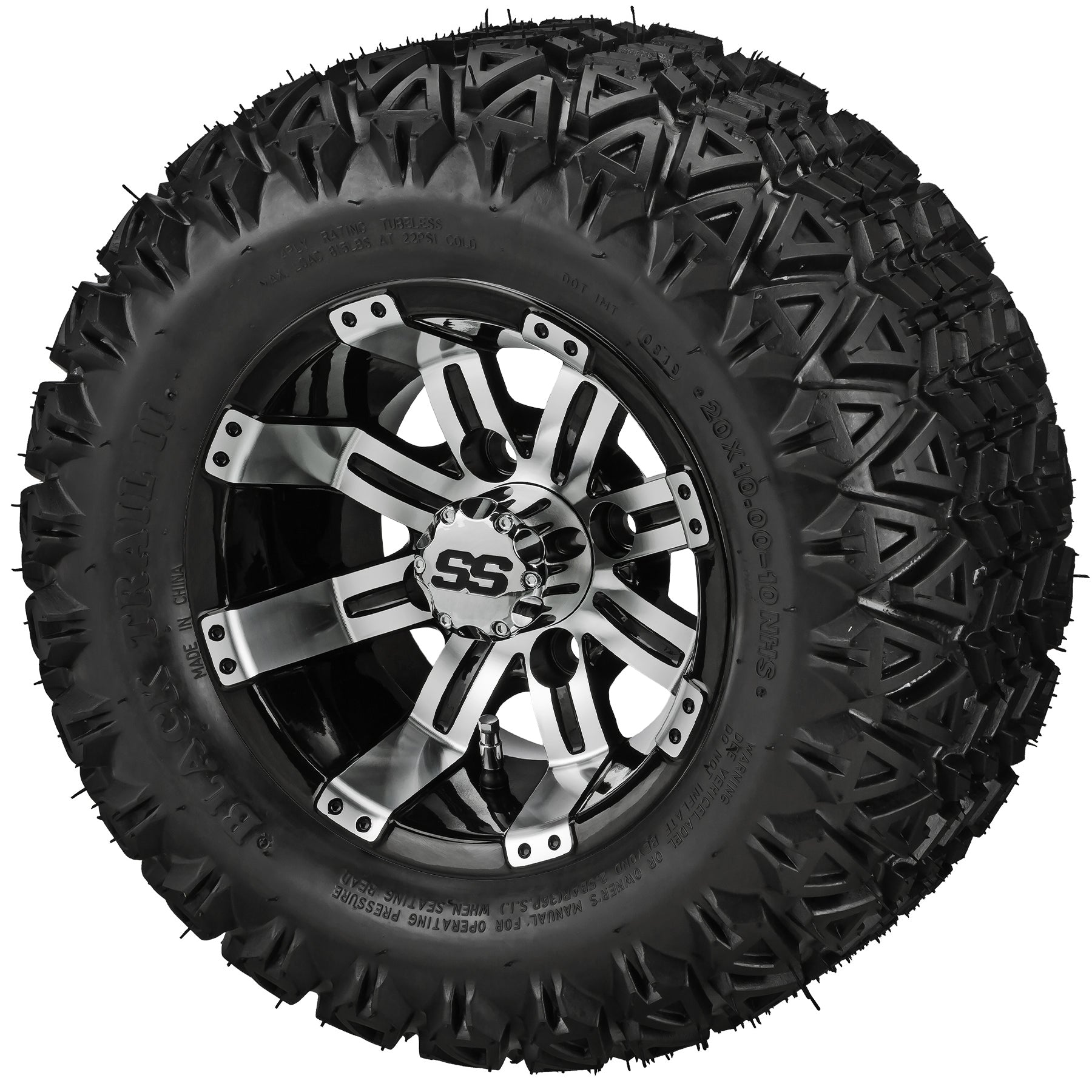 LSI 10' Casino Black & Machined Wheel and Lifted Tire Combo
