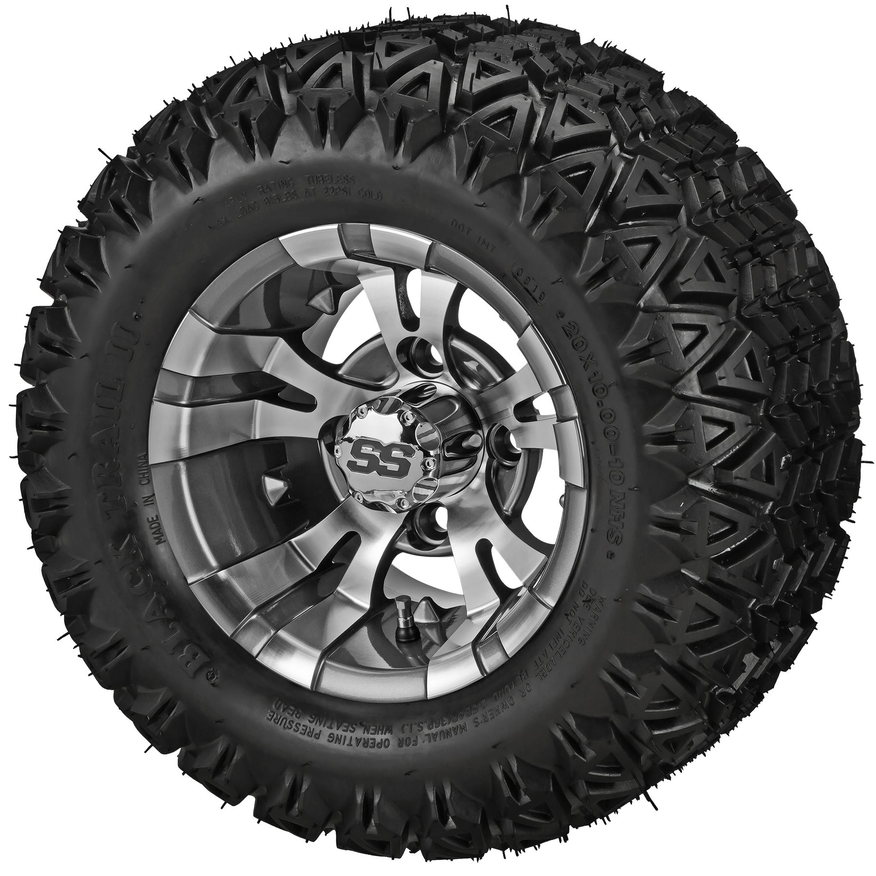 LSI 10' Warlock Gun Metal Gray & Machined Wheel and Lifted Tire Combo