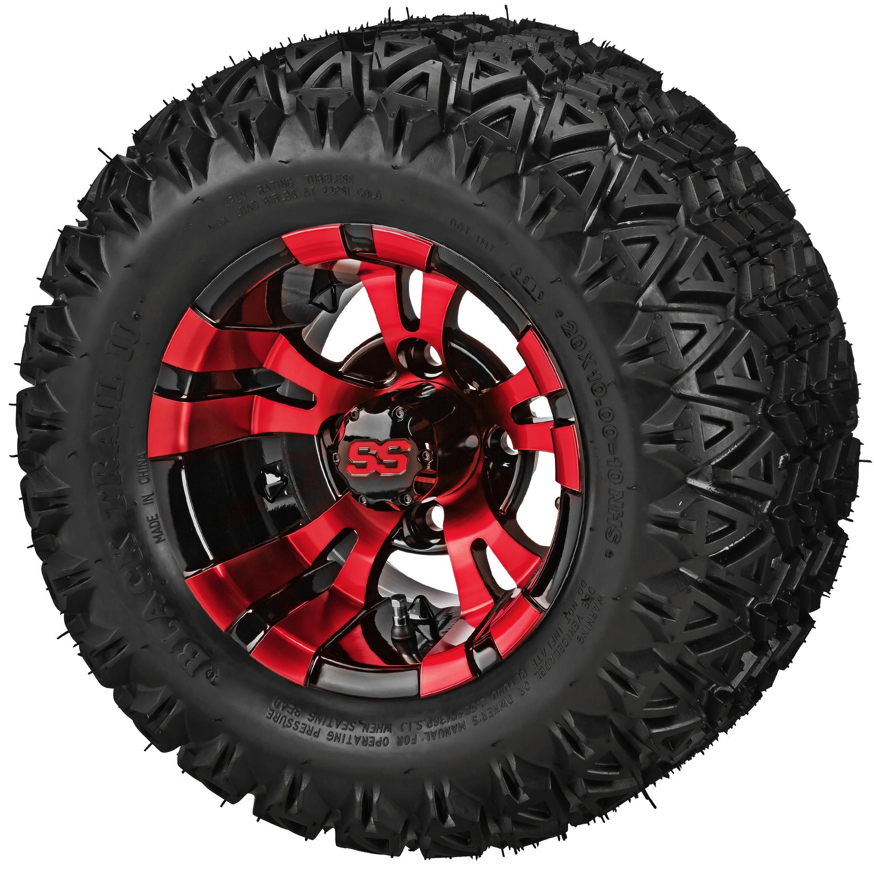 LSI 10' Warlock Black & Red Wheel and Lifted Tire Combo