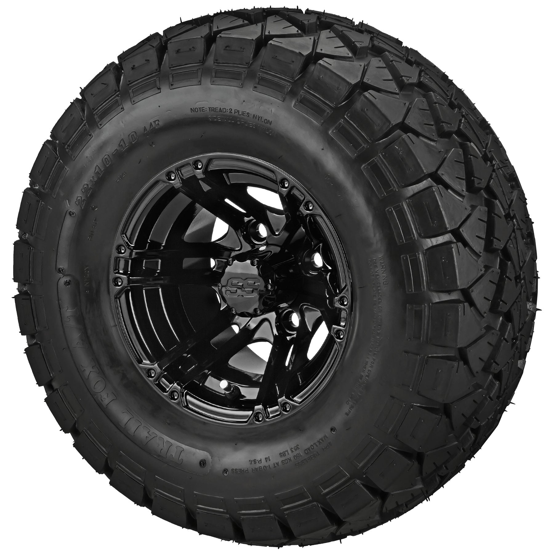 LSI 10' Yukon Gloss Black Wheel and Lifted Tire Combo
