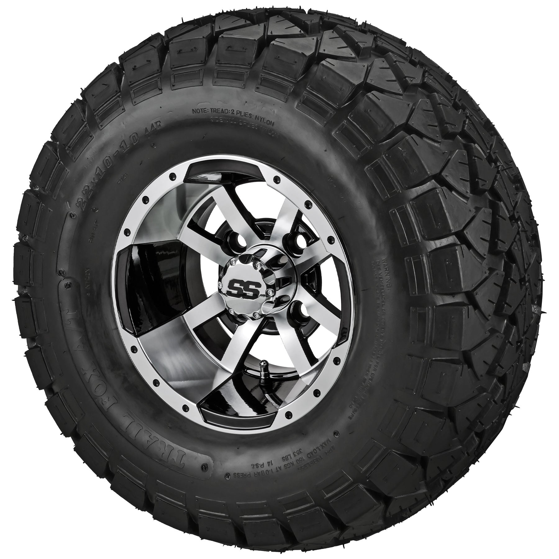 LSI 10' Maltese Cross Black & Machined Wheel and Lifted Tire Combo