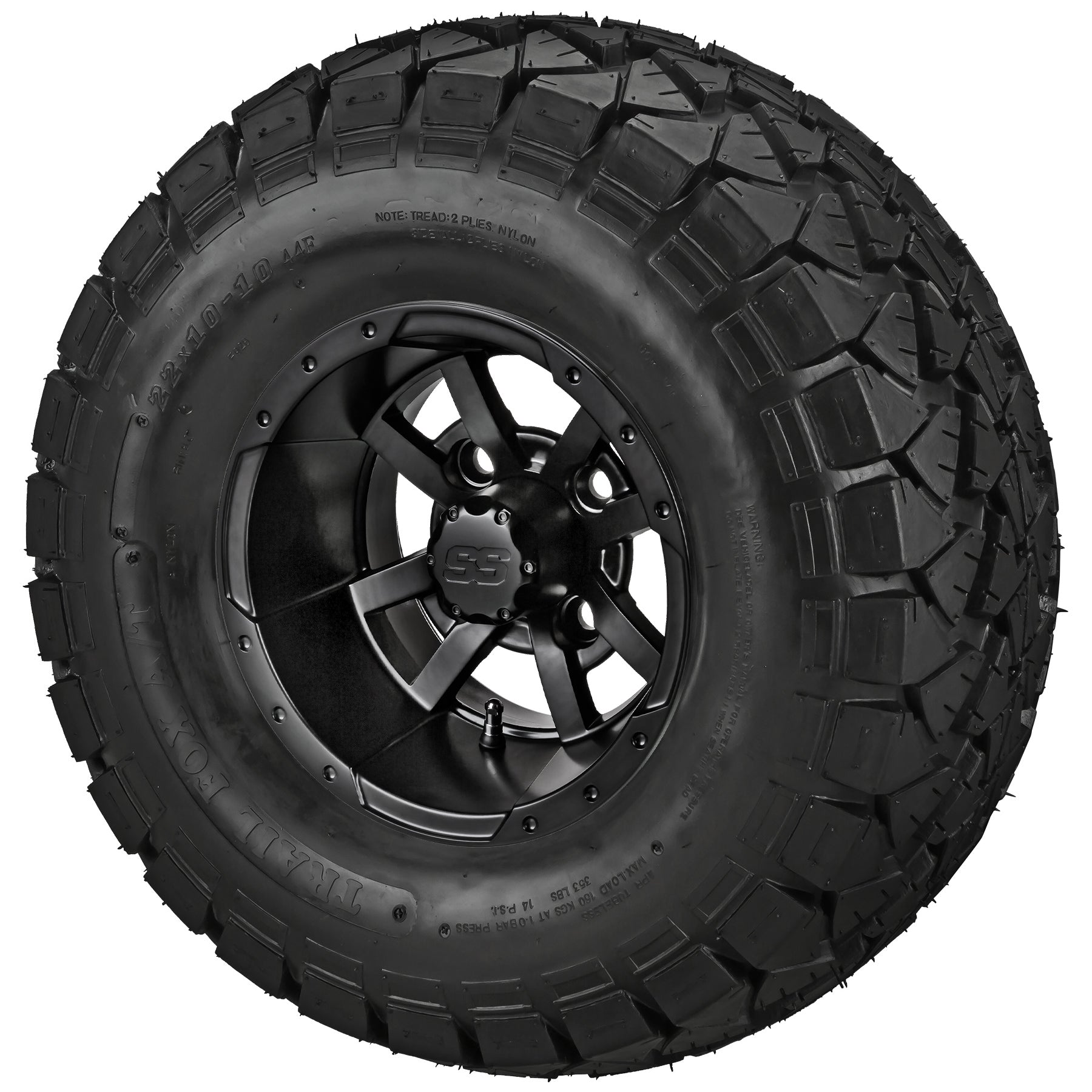 LSI 10' Maltese Cross Matte Black Wheel and Lifted Tire Combo