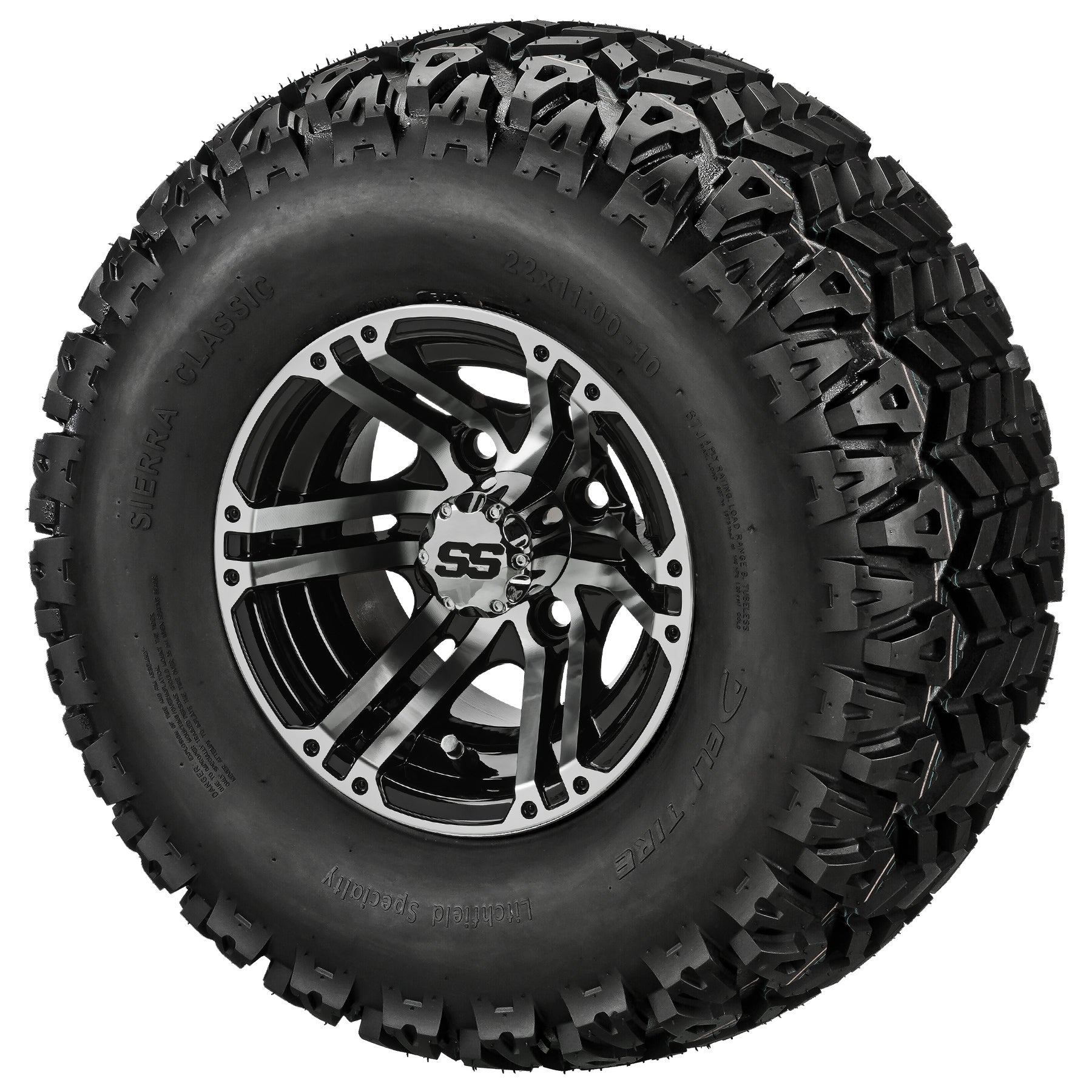 LSI 10' Yukon Black & Machined Wheel and Lifted Tire Combo