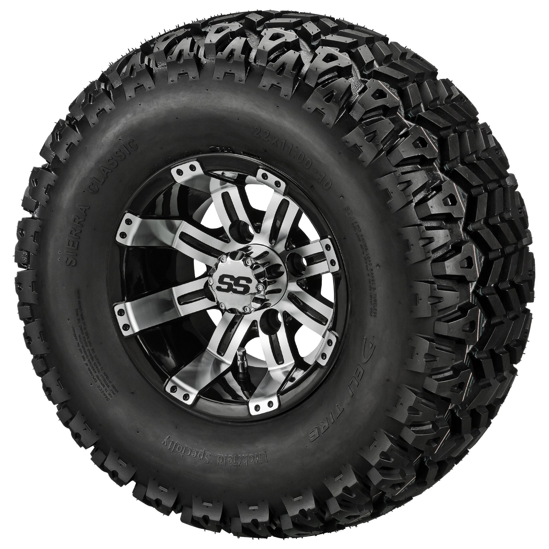 LSI 10' Casino Black & Machined Wheel and Lifted Tire Combo