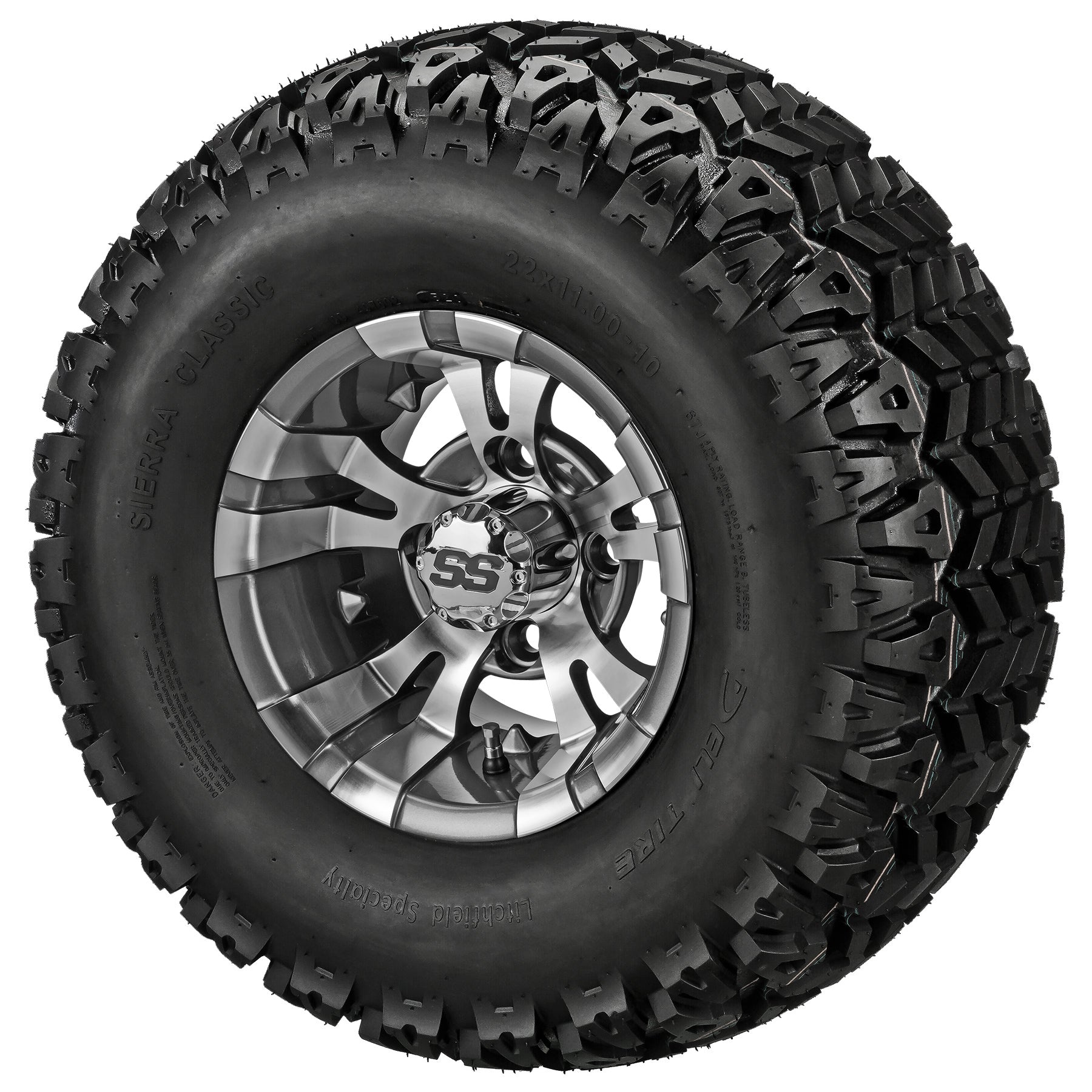 LSI 10' Warlock Gun Metal Gray & Machined Wheel and Lifted Tire Combo