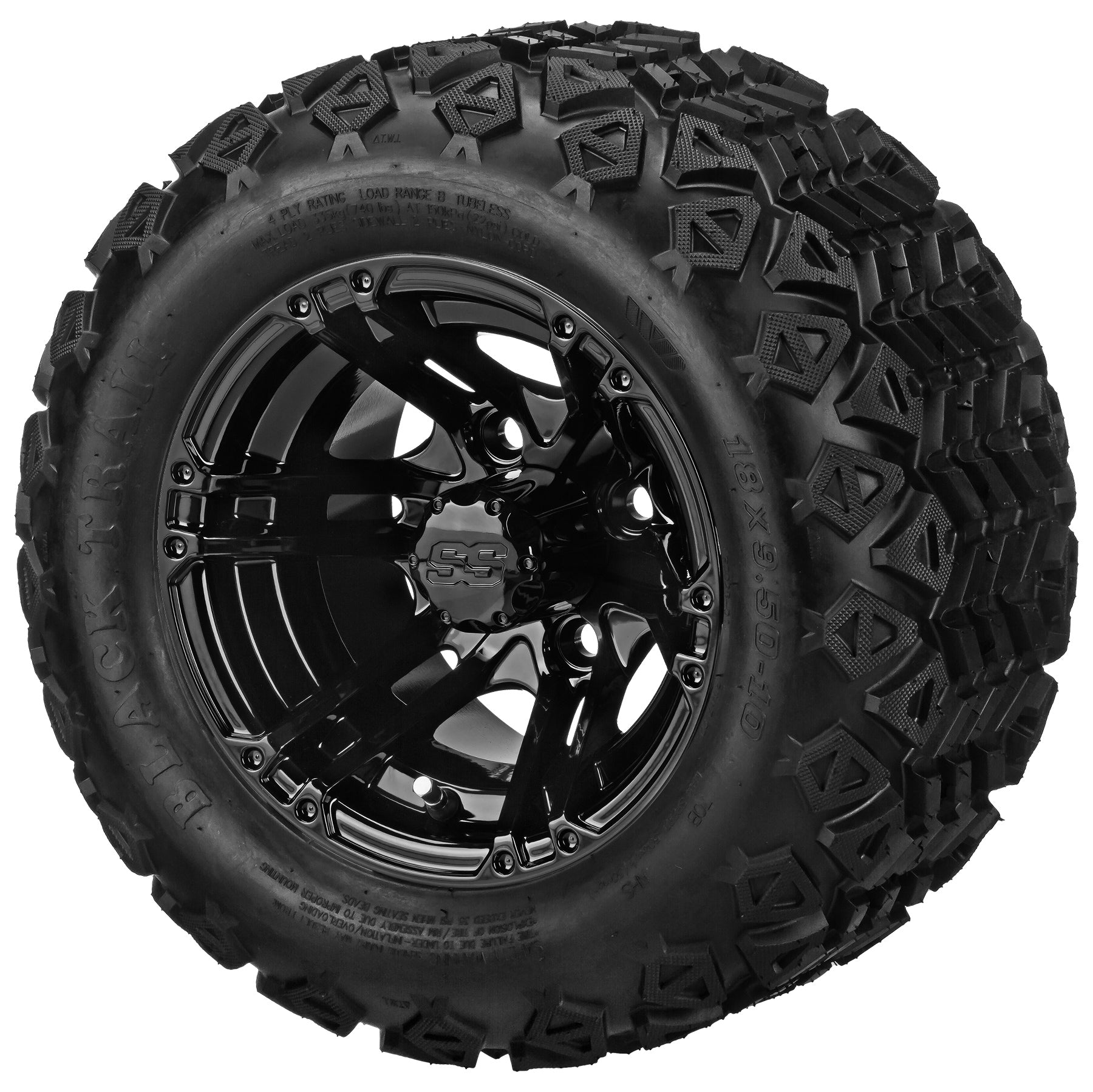 LSI 10' Yukon Gloss Black Wheel and Lifted Tire Combo