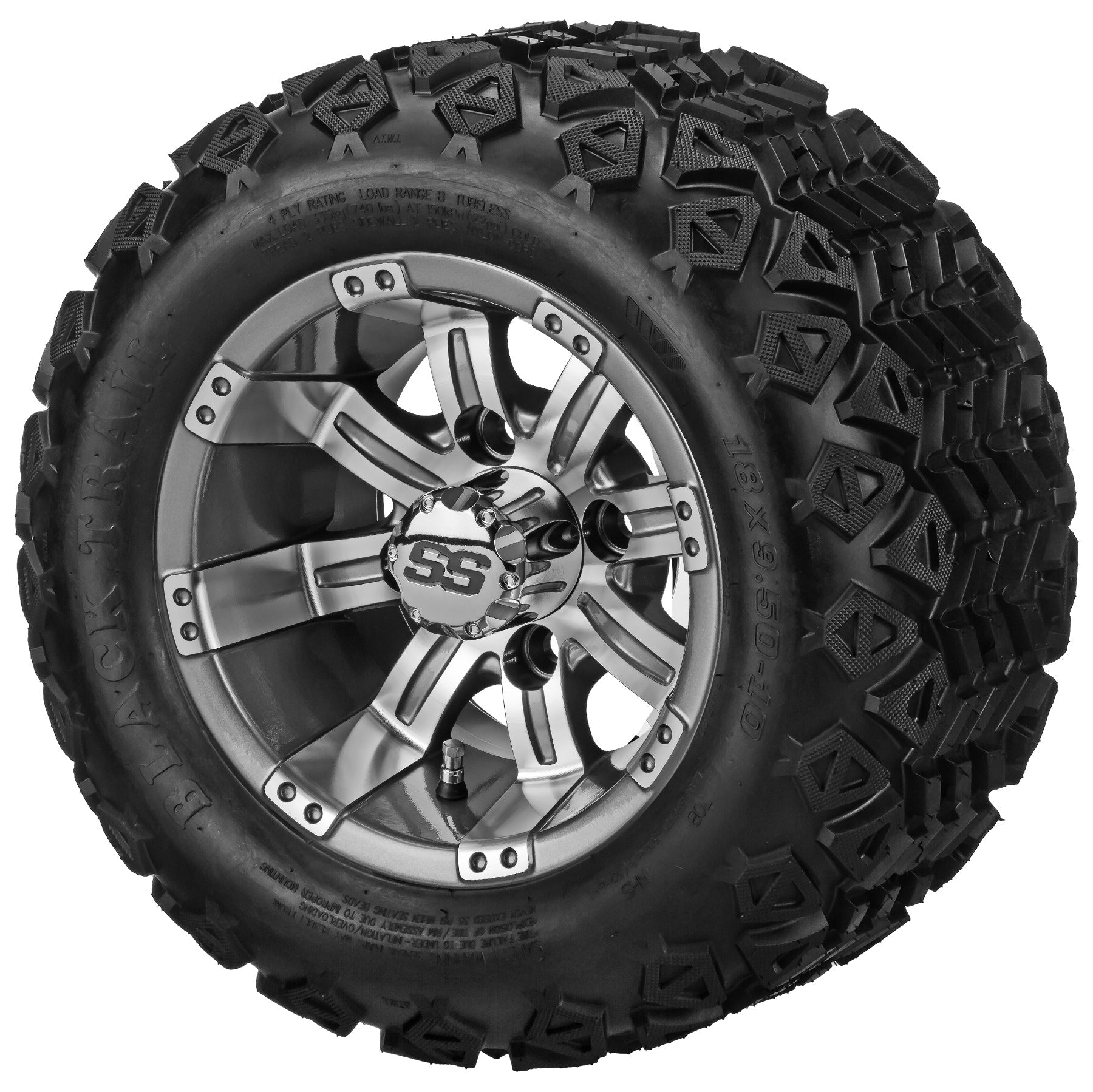 LSI 10' Casino Gun Metal Gray & Machined Wheel and Lifted Tire Combo
