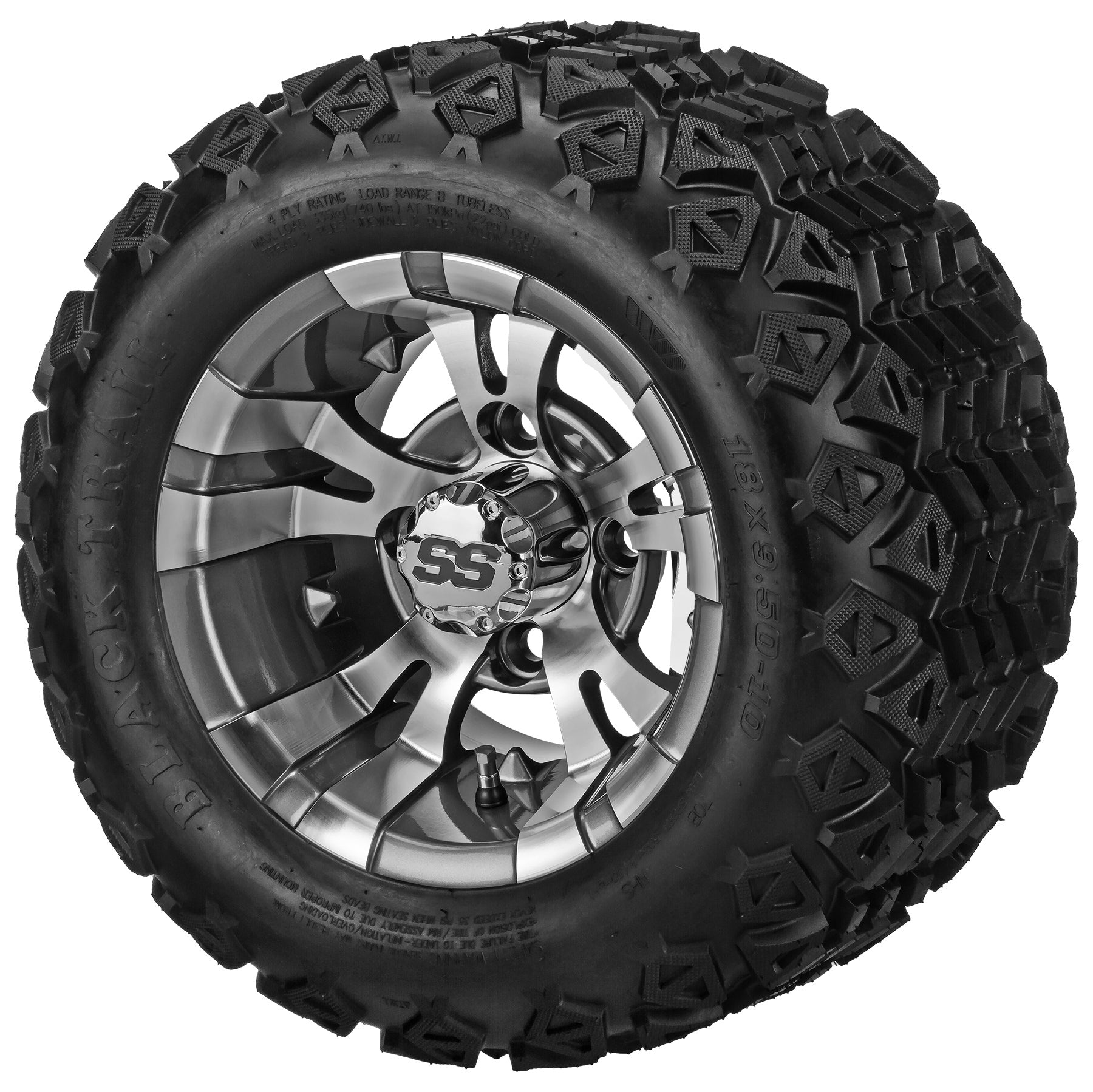 LSI 10' Warlock Gun Metal Gray & Machined Wheel and Lifted Tire Combo