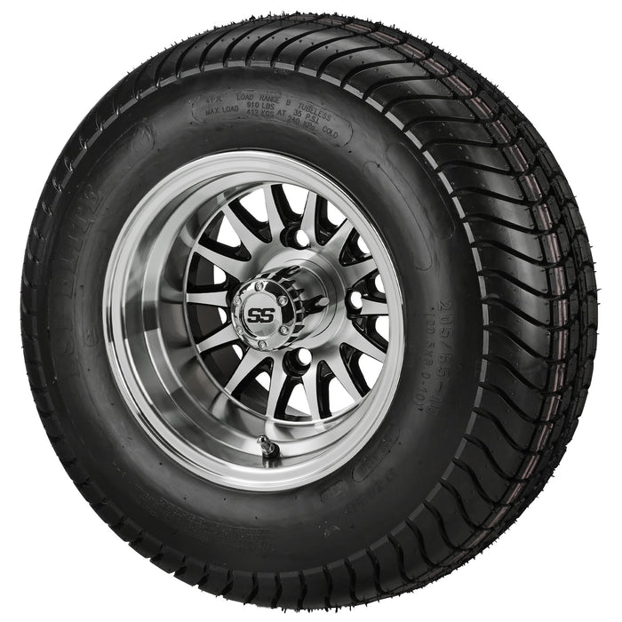 LSI 10' 14-Spoke Black & Machined Wheel and Low Profile Tire Combo
