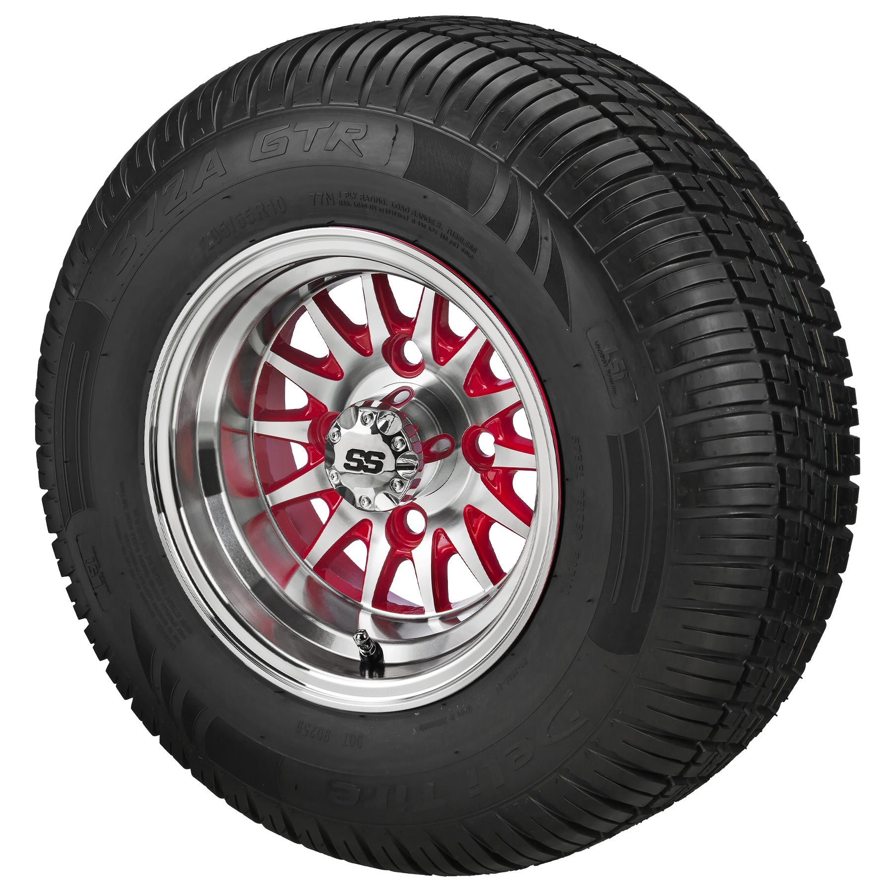 LSI 10' 14-Spoke Red & Machined Wheel and Low Profile Tire Combo