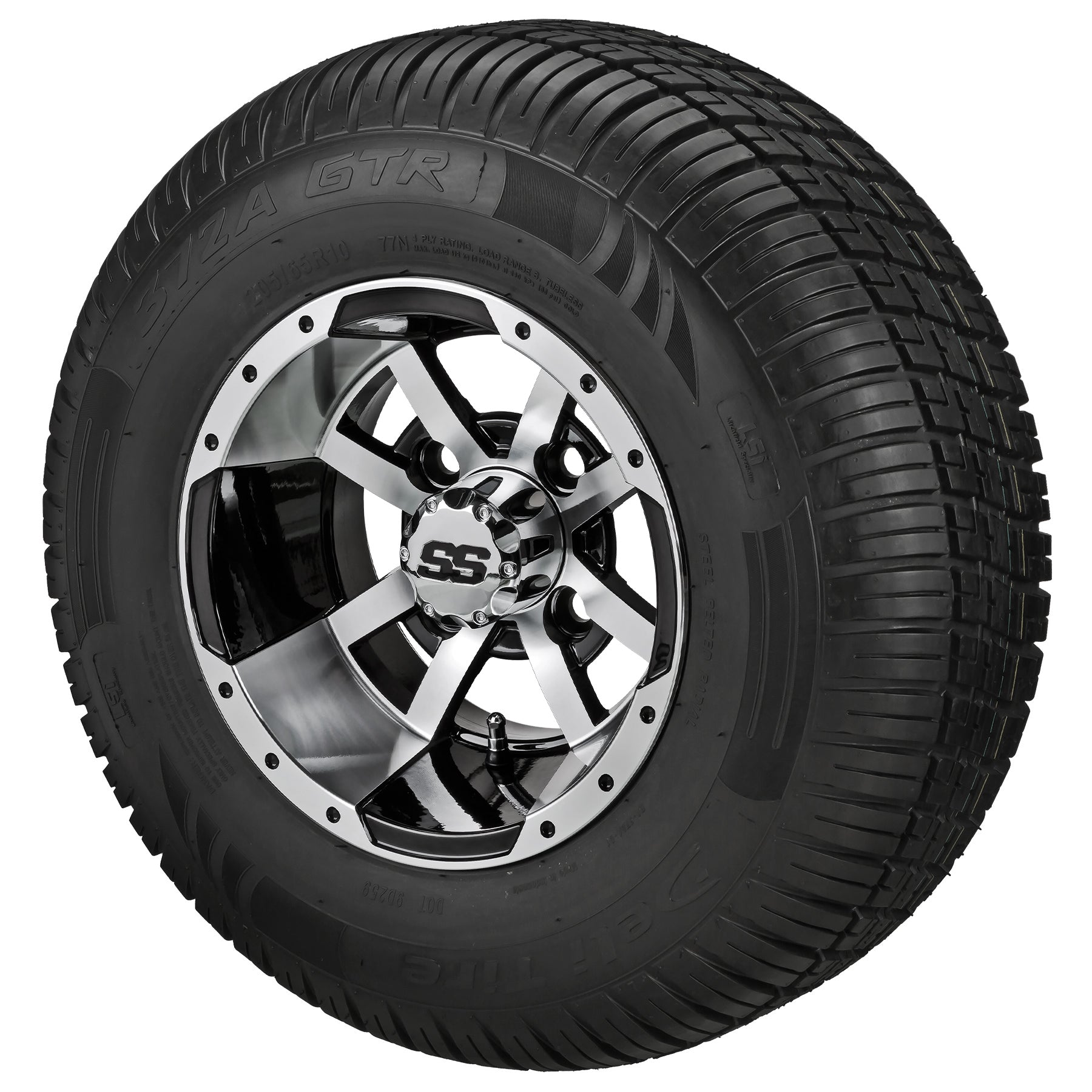 LSI 10' Maltese Cross Black & Machined Wheel and Low Profile Tire Combo
