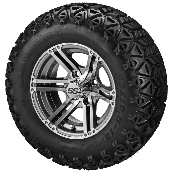 LSI 12' Yukon Gun Metal Gray & Machined Wheel and Lifted Tire Combo