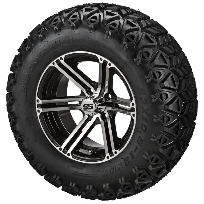 LSI 12' Yukon Black & Machined Wheel and Lifted Tire Combo (Centered)