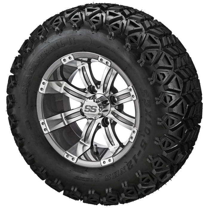 LSI 12' Casino Gun Metal Gray & Machined Wheel and Lifted Tire Combo