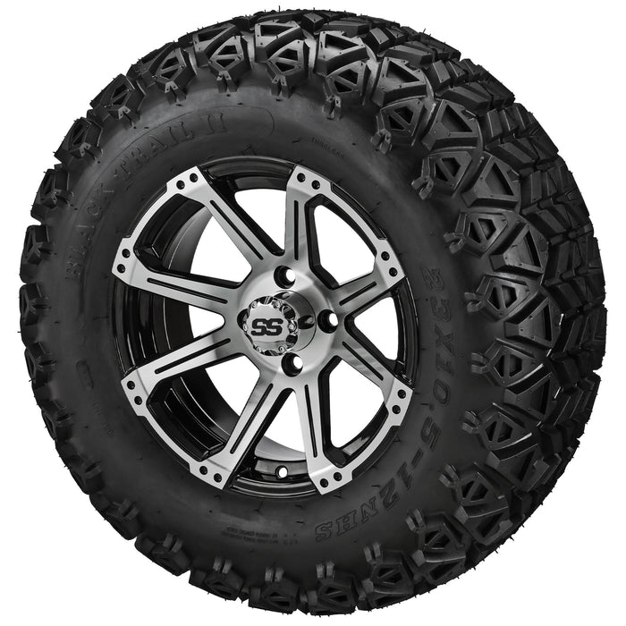 LSI 12' Rampage Black & Machined Wheel and Lifted Tire Combo