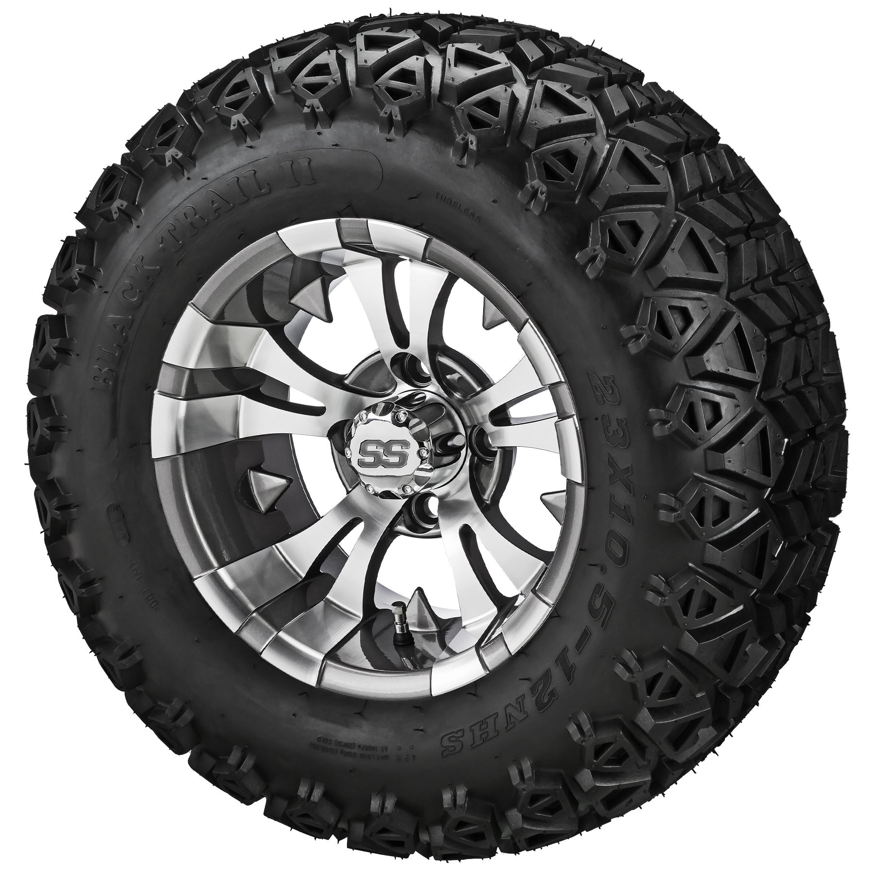 LSI 12' Warlock Gun Metal Gray & Machined Wheel and Lifted Tire Combo
