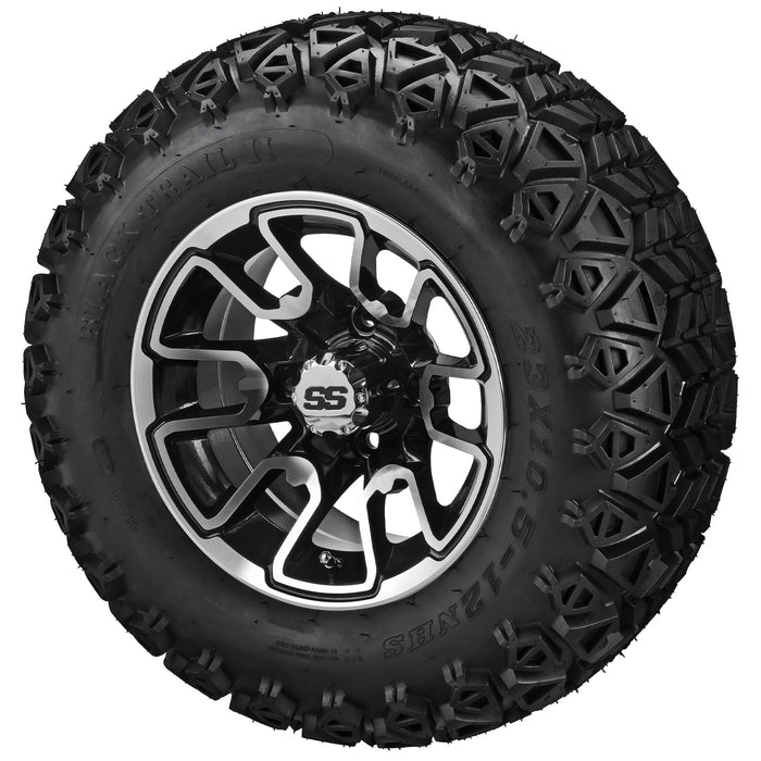 LSI 12' Tombstone Black & Machined Wheel and Lifted Tire Combo