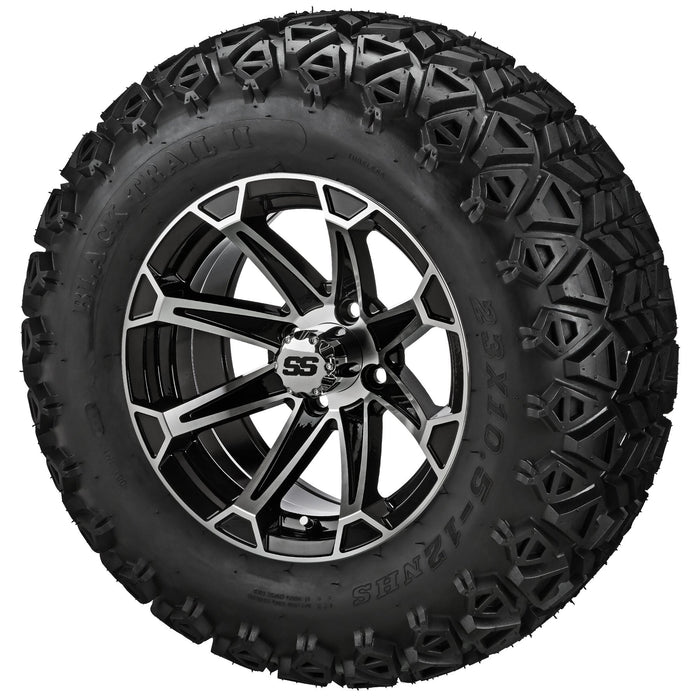 LSI 12' Viking Black & Machined Wheel and Lifted Tire Combo