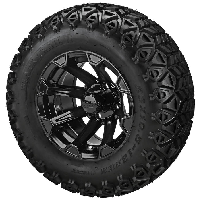 LSI 12' Viking Gloss Black Wheel and Lifted Tire Combo