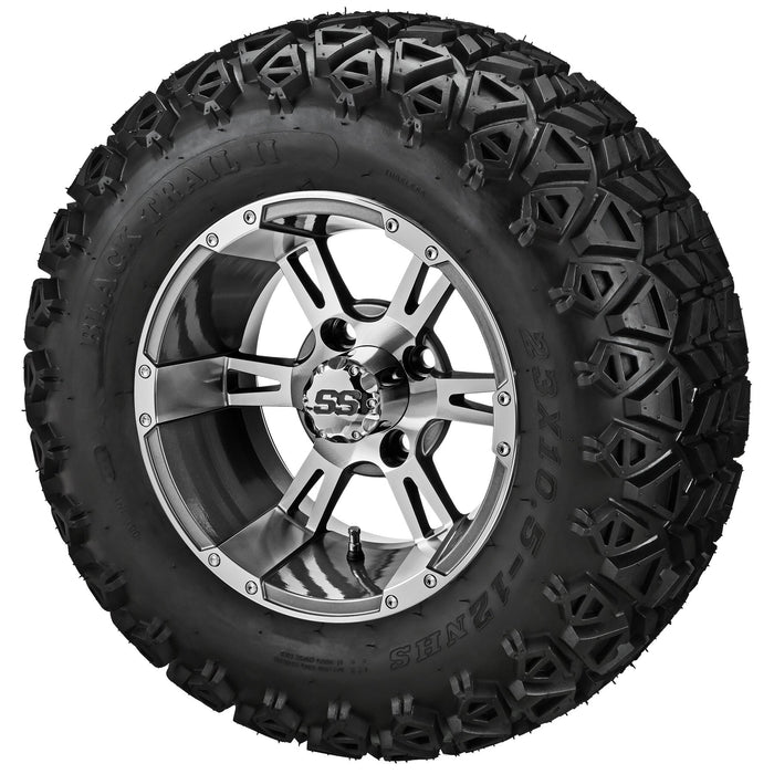 LSI 12' Raptor Gun Metal Gray & Machined Wheel and Lifted Tire Combo