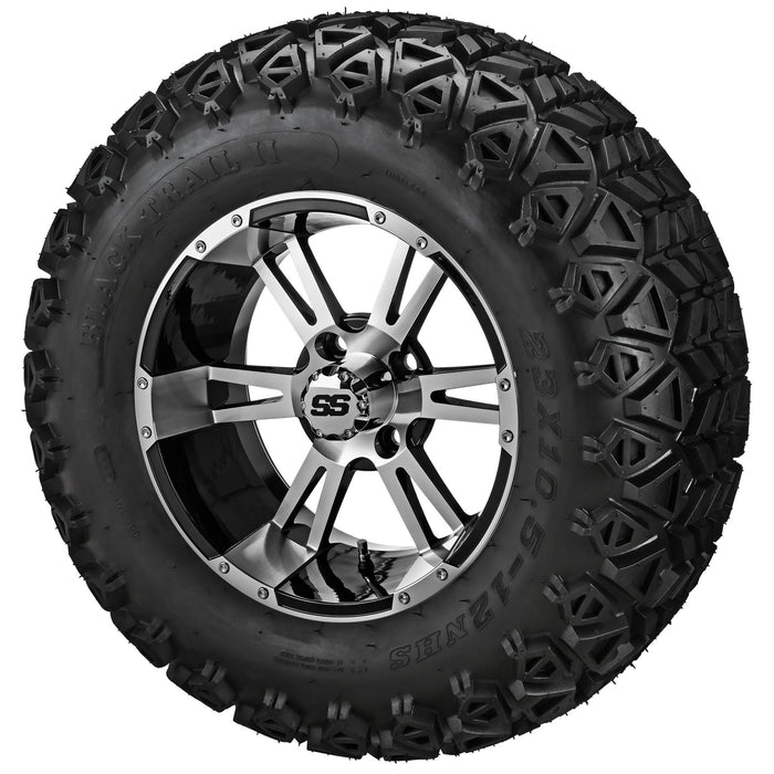 LSI 12' Raptor Black & Machined Wheel and Lifted Tire Combo