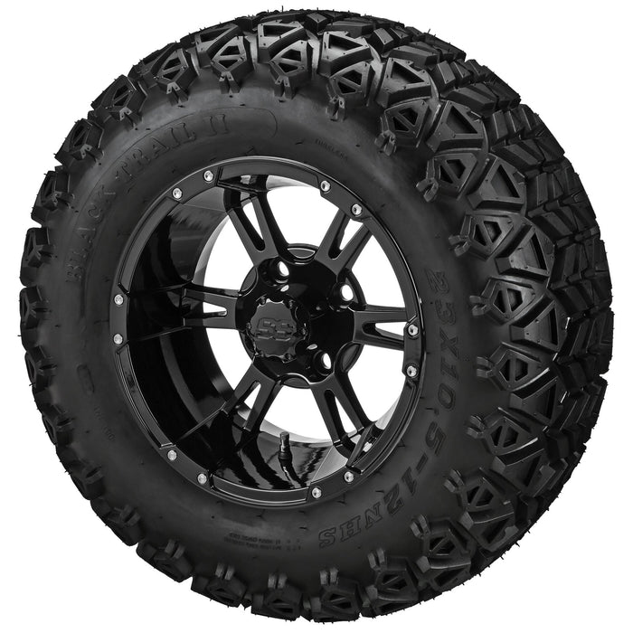 LSI 12' Raptor Gloss Black Wheel and Lifted Tire Combo
