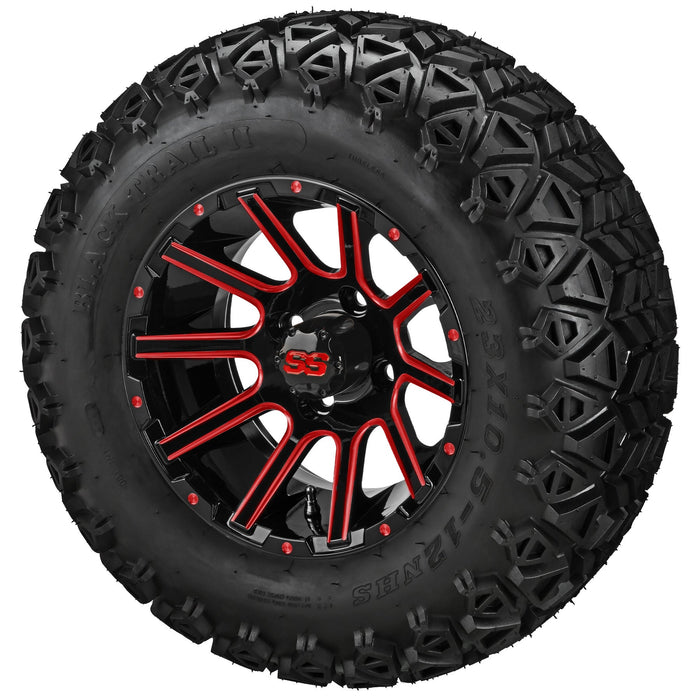 LSI 12' Venom Black & Red Wheel and Lifted Tire Combo