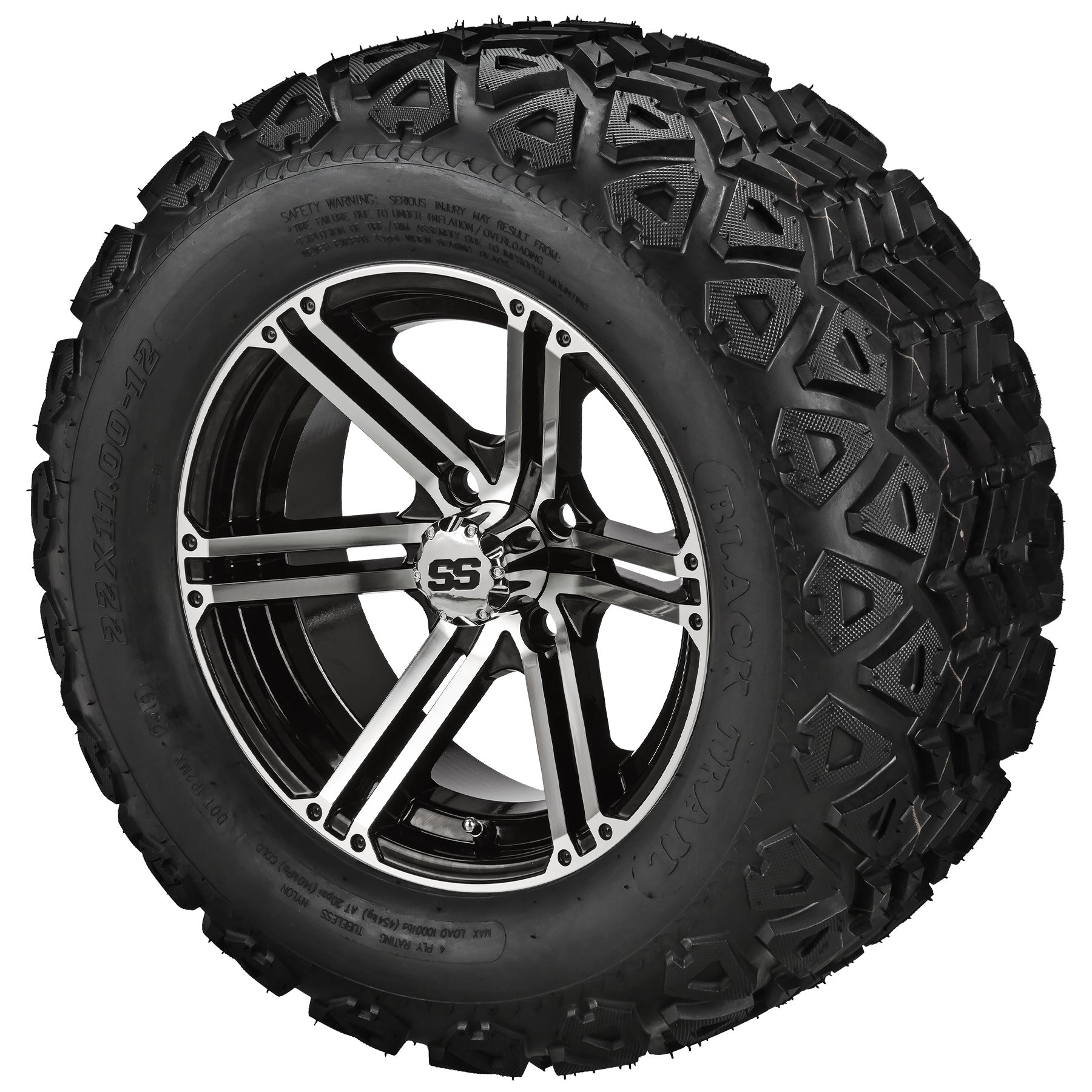 LSI 12' Yukon Black & Machined Wheel and Lifted Tire Combo (Centered)