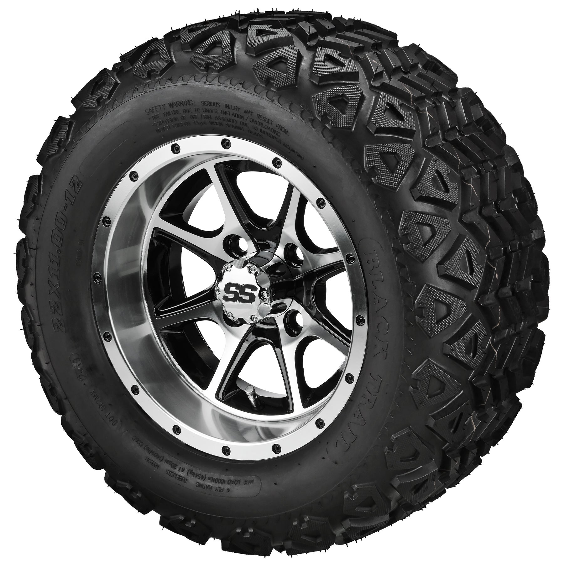 LSI 12' Azusa Black & Machined Wheel and Lifted Tire Combo