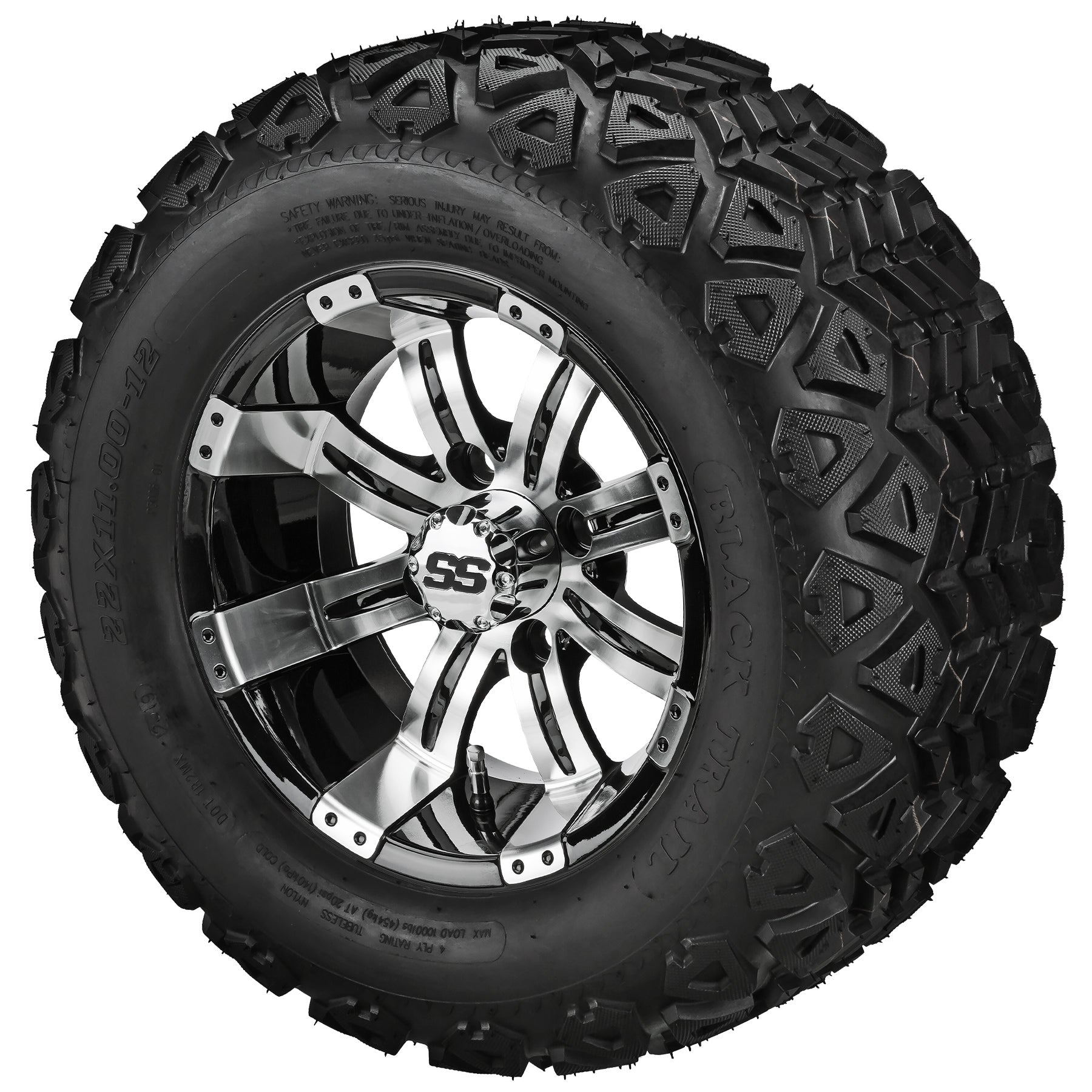 LSI 12' Casino Black & Machined Wheel and Lifted Tire Combo