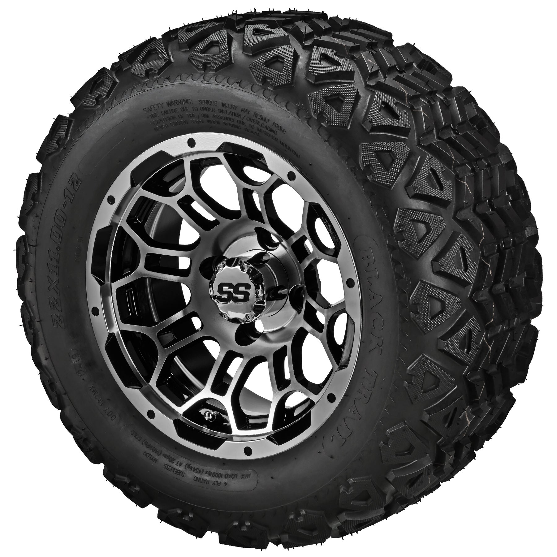 LSI 12' Hercules Black & Machined Wheel and Lifted Tire Combo