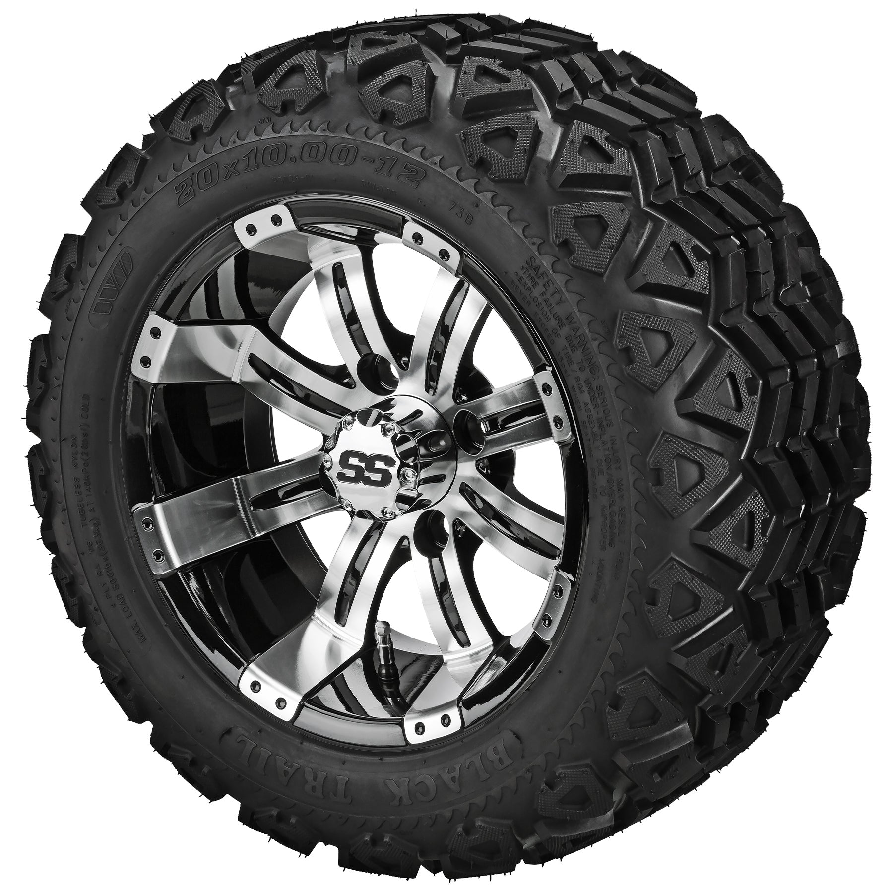 LSI 12' Casino Black & Machined Wheel and Lifted Tire Combo