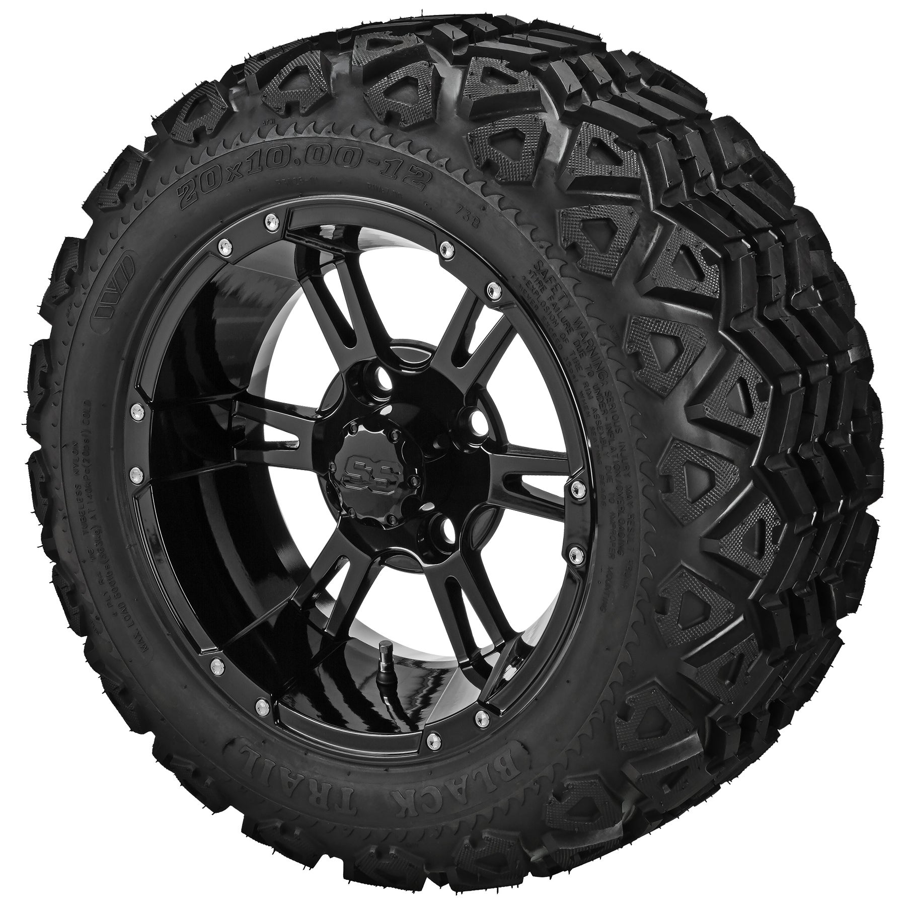 LSI 12' Raptor Gloss Black Wheel and Lifted Tire Combo