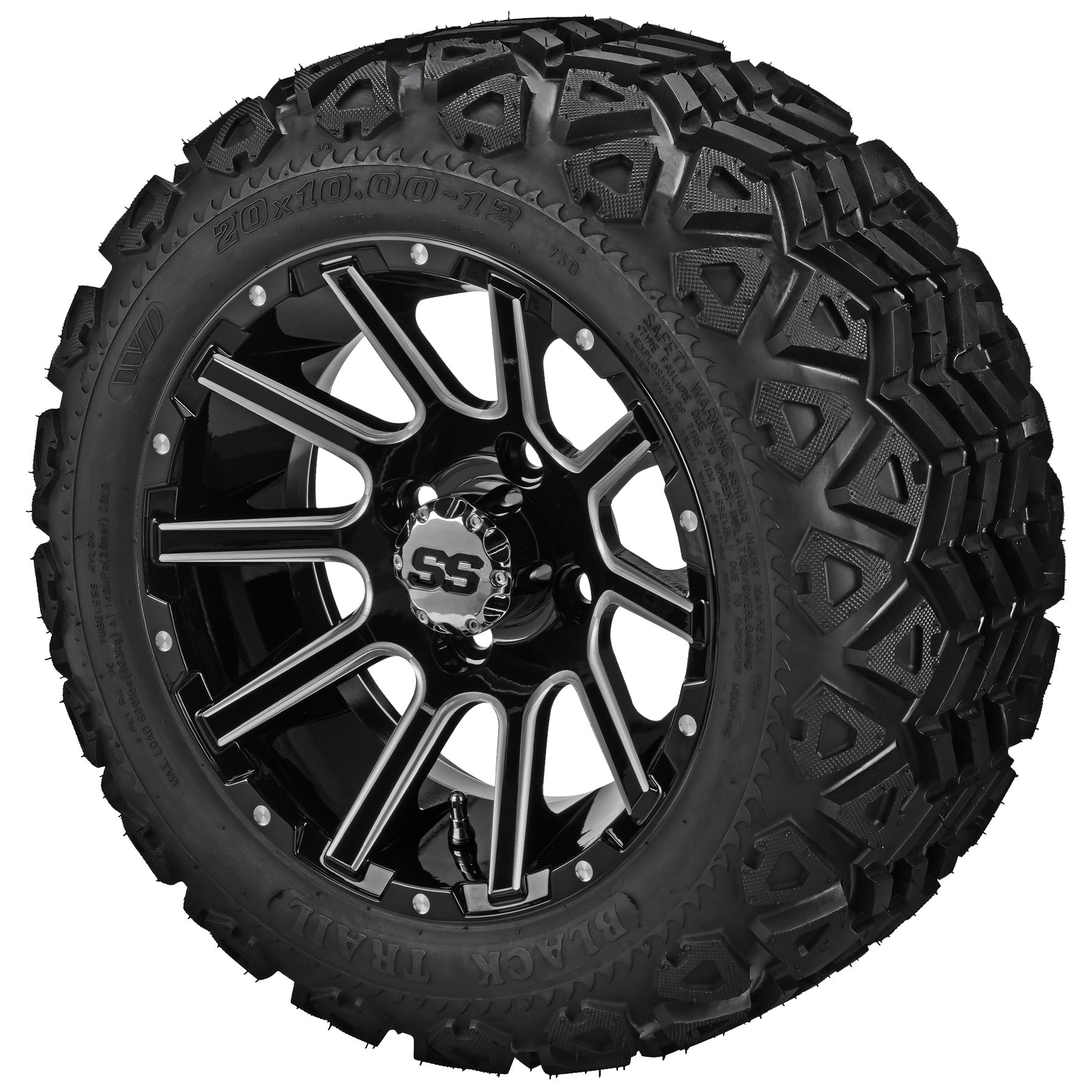 LSI 12' Venom Black & Machined Wheel and Lifted Tire Combo