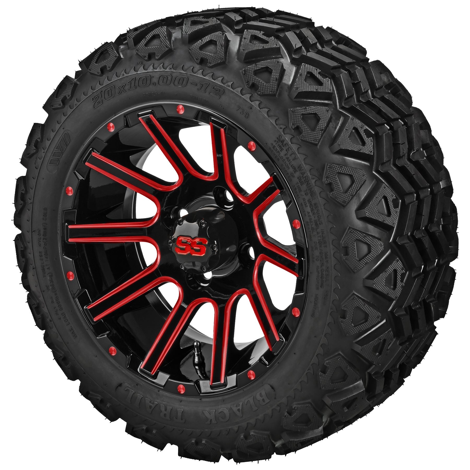 LSI 12' Venom Black & Red Wheel and Lifted Tire Combo
